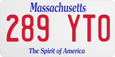 MA license plate 289YT0