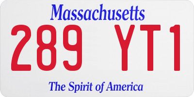 MA license plate 289YT1