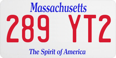 MA license plate 289YT2