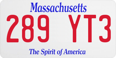MA license plate 289YT3