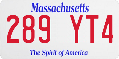 MA license plate 289YT4