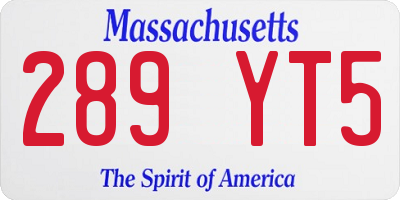 MA license plate 289YT5