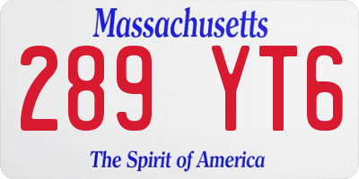 MA license plate 289YT6