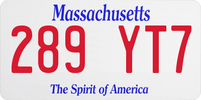 MA license plate 289YT7