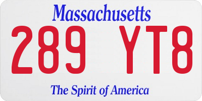 MA license plate 289YT8