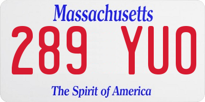 MA license plate 289YU0