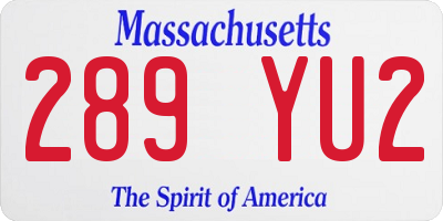 MA license plate 289YU2