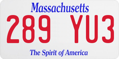 MA license plate 289YU3