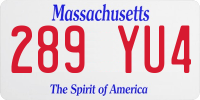 MA license plate 289YU4