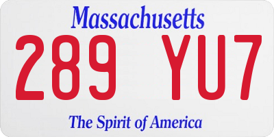 MA license plate 289YU7