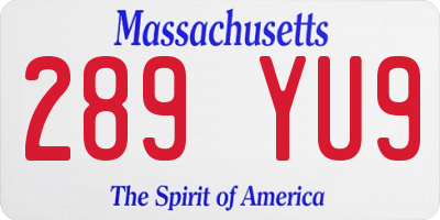 MA license plate 289YU9