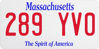 MA license plate 289YV0
