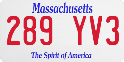 MA license plate 289YV3