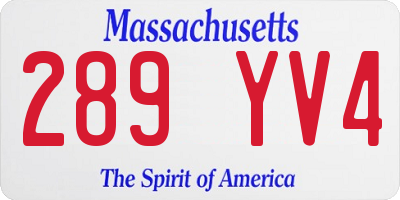 MA license plate 289YV4