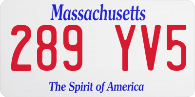 MA license plate 289YV5