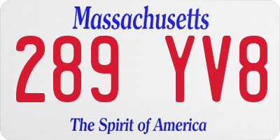 MA license plate 289YV8