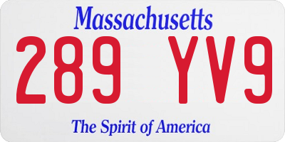 MA license plate 289YV9