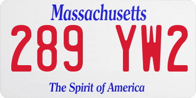 MA license plate 289YW2