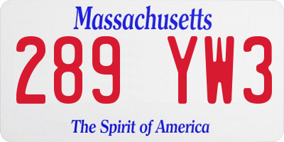 MA license plate 289YW3