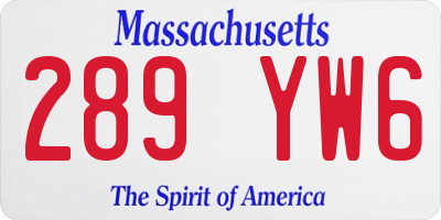 MA license plate 289YW6