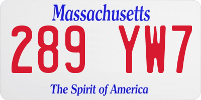 MA license plate 289YW7