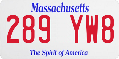 MA license plate 289YW8
