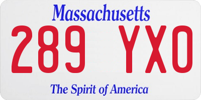 MA license plate 289YX0