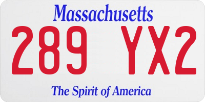 MA license plate 289YX2