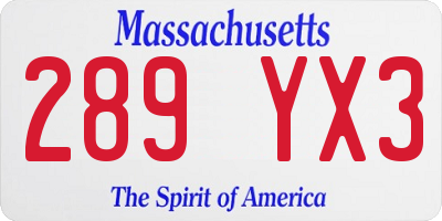 MA license plate 289YX3