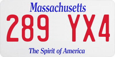 MA license plate 289YX4