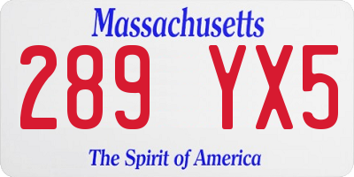 MA license plate 289YX5