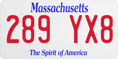 MA license plate 289YX8