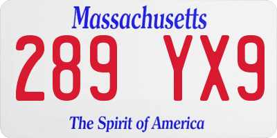 MA license plate 289YX9