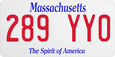 MA license plate 289YY0