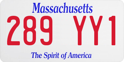 MA license plate 289YY1