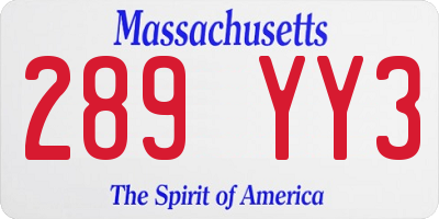 MA license plate 289YY3