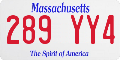 MA license plate 289YY4