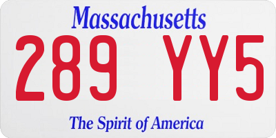 MA license plate 289YY5