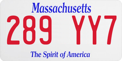 MA license plate 289YY7