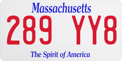 MA license plate 289YY8