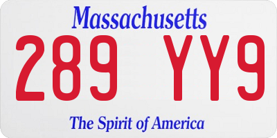 MA license plate 289YY9