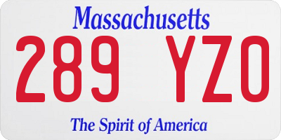 MA license plate 289YZ0