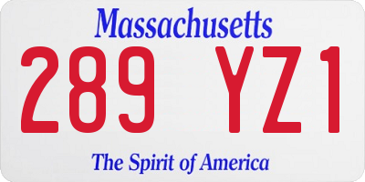 MA license plate 289YZ1