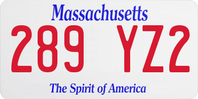 MA license plate 289YZ2