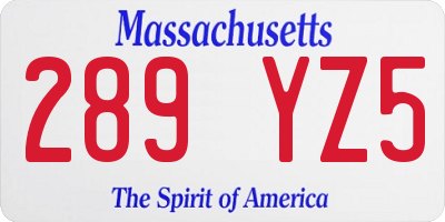 MA license plate 289YZ5