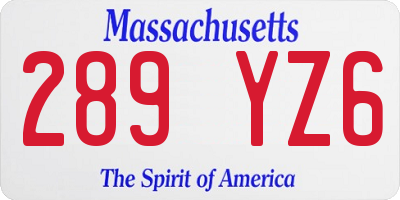 MA license plate 289YZ6