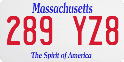 MA license plate 289YZ8