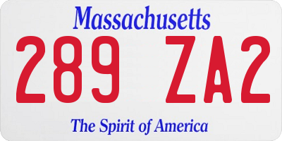 MA license plate 289ZA2