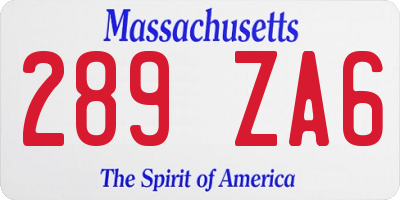 MA license plate 289ZA6