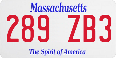 MA license plate 289ZB3